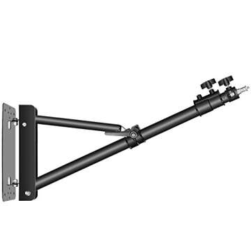 Neewer Triangle Wall Mount Arm for Photography Studio Strobe Monolight Softboxes Umbrellas Reflectors Flexible Rotation 180 Degrees Maximum Length 180 cm (Black)