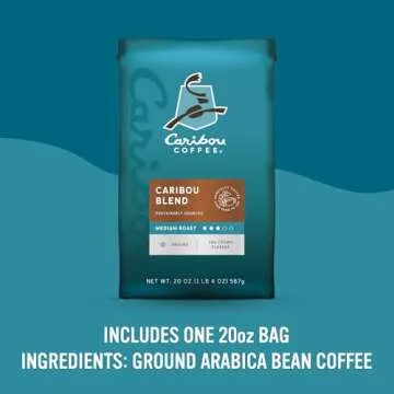 Caribou Coffee, Medium Roast Ground Coffee - Caribou Blend 20 Ounce Bag - Packaging May Vary