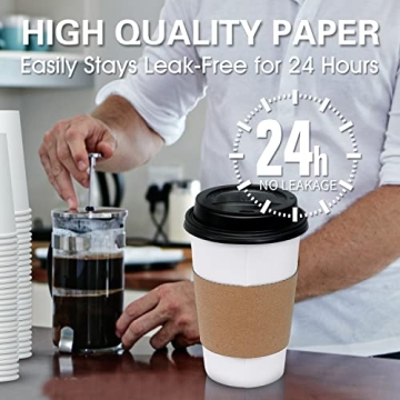 Ginkgo 16 oz Disposable Coffee Cups with Lids and Sleeves