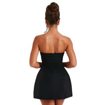 Women's Sexy Strapless Off Shoulder Mini Dress Elegant A-Line Tube Top Bodycon Dress Formal Party Club Short Dresses