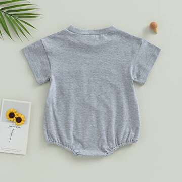 AEEMCEM Baby Boy Girl Oversized T-Shirt Romper Bubble Onesie Solid Color Short Sleeve Pocket Bodysuit Top Summer Clothes (A-Light Grey, 0-6 Months)