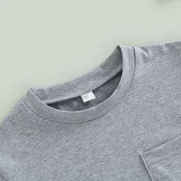 AEEMCEM Baby Boy Girl Oversized T-Shirt Romper Bubble Onesie Solid Color Short Sleeve Pocket Bodysuit Top Summer Clothes (A-Light Grey, 0-6 Months)