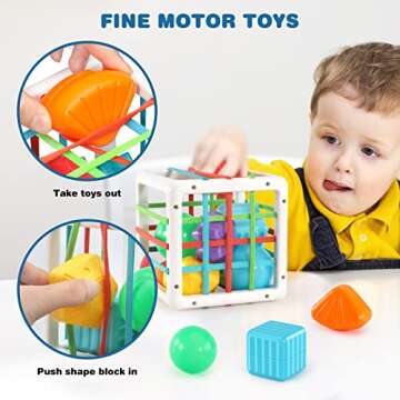 Toddler Toys for 1 2 3 Year Old Boys Girls,Baby Sorter Toys Colorful Cube with 8 Pcs Multi Sensory Shape,Learning Toys for Toddler Age 2-4,Montessori Toys for 1 2 Year Old,Gifts for 2 3 4 Year Old