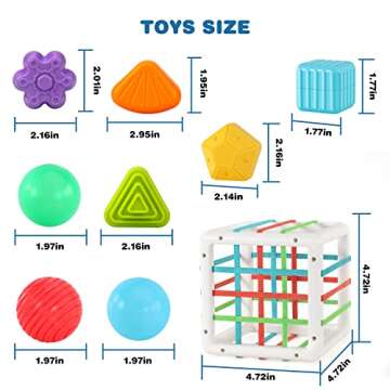 Toddler Toys for 1 2 3 Year Old Boys Girls,Baby Sorter Toys Colorful Cube with 8 Pcs Multi Sensory Shape,Learning Toys for Toddler Age 2-4,Montessori Toys for 1 2 Year Old,Gifts for 2 3 4 Year Old