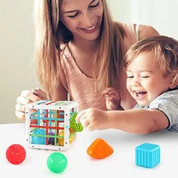 Toddler Toys for 1 2 3 Year Old Boys Girls,Baby Sorter Toys Colorful Cube with 8 Pcs Multi Sensory Shape,Learning Toys for Toddler Age 2-4,Montessori Toys for 1 2 Year Old,Gifts for 2 3 4 Year Old