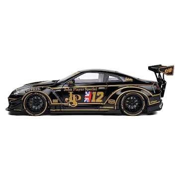 2022 GT-R (R35) RHD (Right Hand Drive) Liberty Walk Type 2" Body Kit #12 Black John Player Special Competition Series 1/18 Diecast Model Car by Solido S1805806