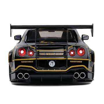 2022 GT-R (R35) RHD (Right Hand Drive) Liberty Walk Type 2" Body Kit #12 Black John Player Special Competition Series 1/18 Diecast Model Car by Solido S1805806