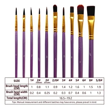 10-Piece Paint Brush Set for Kids and Beginners in Purple