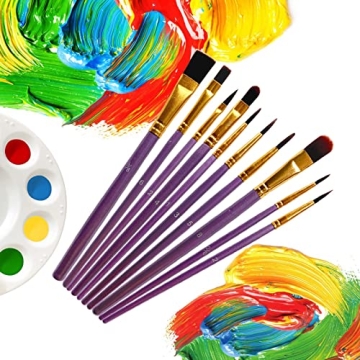 10-Piece Paint Brush Set for Kids and Beginners in Purple