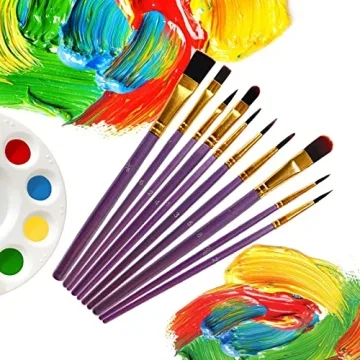 10-Piece Paint Brush Set for Kids and Beginners in Purple