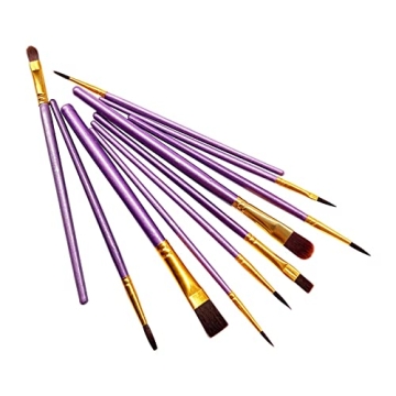 10-Piece Paint Brush Set for Kids and Beginners in Purple