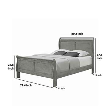 Benjara Sleigh Design Wooden Full Size Headboard & Footboard