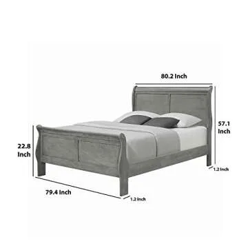 Benjara Sleigh Design Wooden Full Size Headboard & Footboard