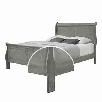 Benjara Sleigh Design Wooden Full Size Headboard & Footboard