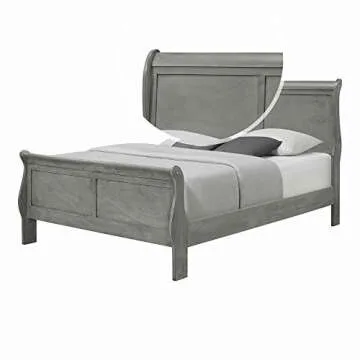 Benjara Sleigh Design Wooden Full Size Headboard & Footboard