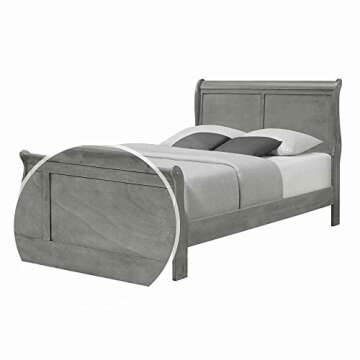 Benjara Sleigh Design Wooden Full Size Headboard & Footboard