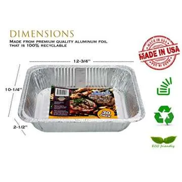 EHOMEA2Z Aluminum Pans (30 Pack) - Disposable Foil Trays for BBQ, Grilling, and Catering
