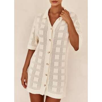 EZAPINE Crochet Knit Mini Dress for Summer Beach Wear