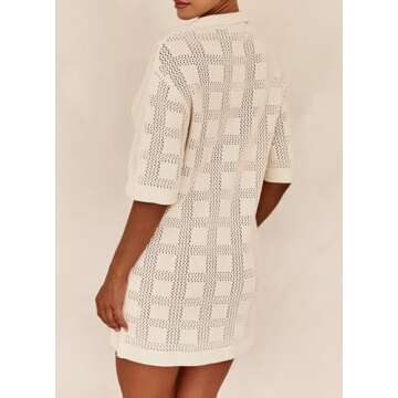 EZAPINE Crochet Knit Mini Dress for Summer Beach Wear