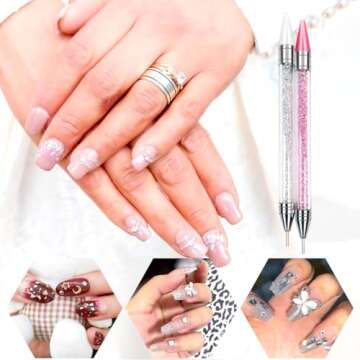 2PCS Rhinestone Picker Tool, Rhinestone Picker Dotting Pen, Dual-end Rhinestones Pickup Tool for Nai...