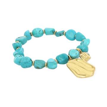 Robert Lee Morris Soho Women's Textured Charm Turquoise Stretch Bracelet