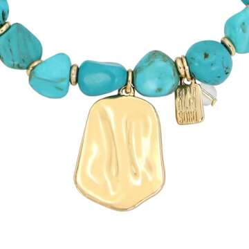 Stylish Robert Lee Morris Turquoise Charm Stretch Bracelet