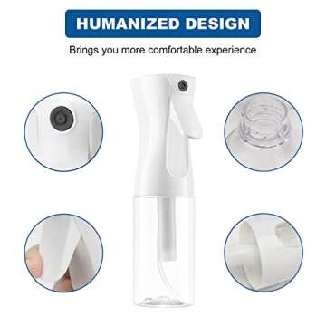 YUNFOOK Continuous Spray Bottle for Hair - 2 Pack 10.1oz/300ml Empty Ultra Fine Water Mist Sprayer for Hairstyling, Salons, Cleaning, Plants, Misting & Skin Care