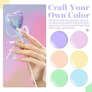 Beetles Pastel Gel Nail Polish, 6 Colors Macaron Pink Blue Green Yellow Purple Gel Polish Soft Spring Gel Polish Soak Off Uv Gel Manicure Nail Art Design DIY Home Salon Gift for Girls Women