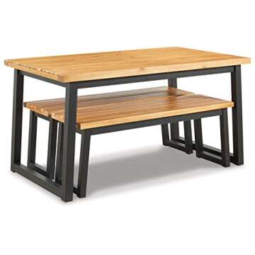 Outdoor 3-Piece Patio Counter Table Set with Benches