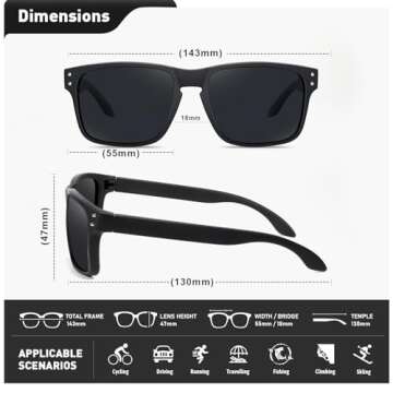 Glapeame Polarized Sunglasses Men Womens - Retro Square Sun Glasses for Fishing Running Driving UV P...