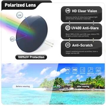 Glapeame Polarized Sunglasses Men Womens - Retro Square Sun Glasses for Fishing Running Driving UV Protection (Black)