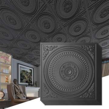 Art3d 12-Pack Drop Ceiling Tiles 2x2 FT, Decorative Easy Install PVC Ceiling Panels for Interior Kit...