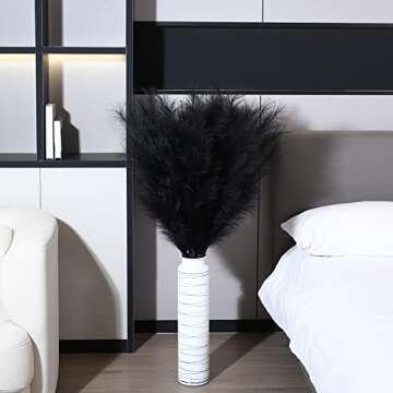 8 Pcs 45 inch Tall Faux Pampas Grass Decor, Large Artificial Black Pompous Grass Bulk, Long Fake Pompas for Floor Vase Filler, Wedding, Baby Shower, Home and Boho Decor (Black)