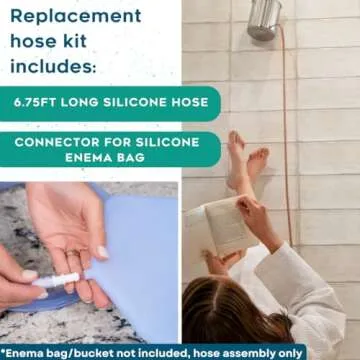 PE Premium Enema Replacement Silicone Enema Hose Tube - Reusable for Coffee & Water Colon Cleanse. 6.75 Foot Long Silicone Hose, 5 Tips Included. Detox for Men and Women