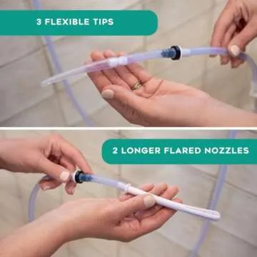 PE Premium Enema Replacement Silicone Enema Hose Tube - Reusable for Coffee & Water Colon Cleanse. 6.75 Foot Long Silicone Hose, 5 Tips Included. Detox for Men and Women