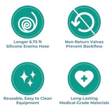 PE Premium Enema Replacement Silicone Enema Hose Tube - Reusable for Coffee & Water Colon Cleanse. 6.75 Foot Long Silicone Hose, 5 Tips Included. Detox for Men and Women