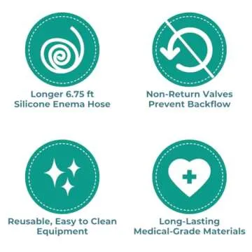 PE Premium Enema Replacement Silicone Enema Hose Tube - Reusable for Coffee & Water Colon Cleanse. 6.75 Foot Long Silicone Hose, 5 Tips Included. Detox for Men and Women