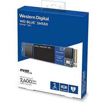 Western Digital 1TB WD Blue SN550 NVMe Internal SSD - Gen3 x4 PCIe 8Gb/s, M.2 2280, 3D NAND, Up to 2,400 MB/s - WDS100T2B0C, olid State Hard Drive
