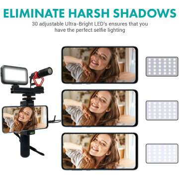 Movo Smartphone Kit Bundle - Microphone, Grip & Light