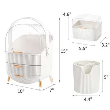 ZOOFOX 3 Pack Makeup Organizer, Cosmetics Storage Display Case with Lipstick and Makeup Brush Organi...