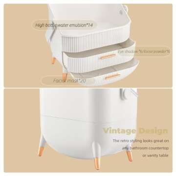 ZOOFOX 3 Pack Makeup Organizer, Cosmetics Storage Display Case with Lipstick and Makeup Brush Organizer, Portable Handle Skincare Holder for Bathroom Countertop, Dresser