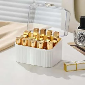 ZOOFOX 3 Pack Makeup Organizer, Cosmetics Storage Display Case with Lipstick and Makeup Brush Organizer, Portable Handle Skincare Holder for Bathroom Countertop, Dresser