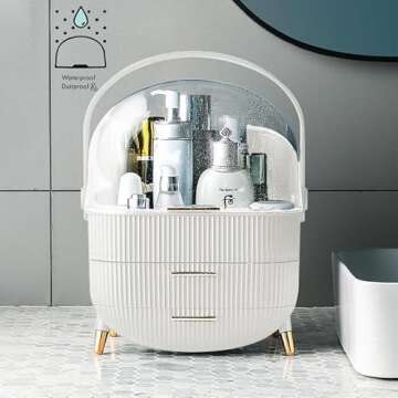 ZOOFOX 3 Pack Makeup Organizer, Cosmetics Storage Display Case with Lipstick and Makeup Brush Organizer, Portable Handle Skincare Holder for Bathroom Countertop, Dresser