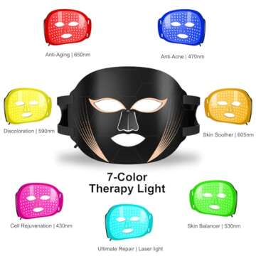 Red Light Therapy Mask for Face, Blue Red Infrared Photon Light Therapy Facial Skin Treatment Mask, LED Face Mask, Beauty Skin Care Tools, 7 Colors-288 LEDs
