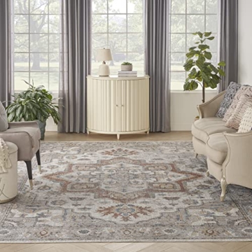 Nourison Astra Grey/Multi Washable Area Rug for Home