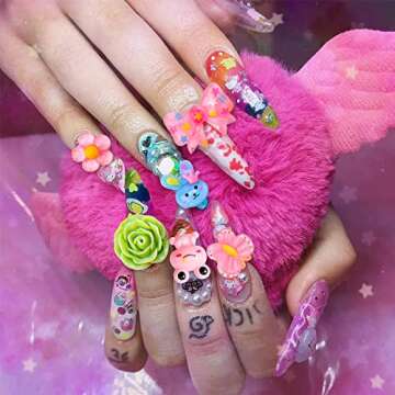 Mity rain Nail Charms-Slime Charms, 150pcs Kawaii Nail Charms Flatback Resin Charms, 3D Nail Charms ...