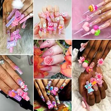 Mity rain Nail Charms-Slime Charms, 150pcs Kawaii Nail Charms Flatback Resin Charms, 3D Nail Charms for Nail Art Decorations Supplies