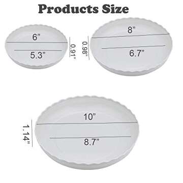 YUANAIYI 6 Packs Wave Plant Saucer - Plastic Flower Pot Drip Trays/Durable Heavy Duty White Plant Tr...