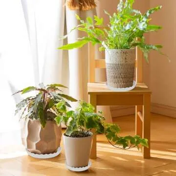 YUANAIYI 6 Packs Wave Plant Saucer - Plastic Flower Pot Drip Trays/Durable Heavy Duty White Plant Tray for Indoor and Out Door Plant(6/8/10 inch)