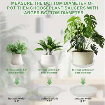 YUANAIYI 6 Packs Wave Plant Saucer - Plastic Flower Pot Drip Trays/Durable Heavy Duty White Plant Tray for Indoor and Out Door Plant(6/8/10 inch)